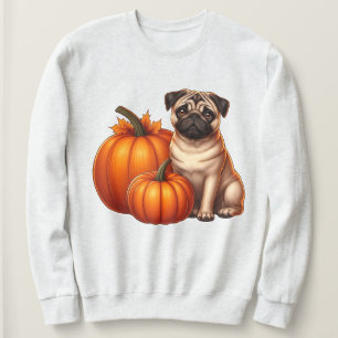 Sweatshirt Carlin adorable assis à côté des Citrouilles avec 