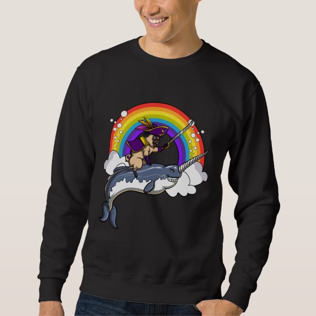 Sweatshirt Carlin Chien Pirate équitation Narwhal Fish Classi (Devant)