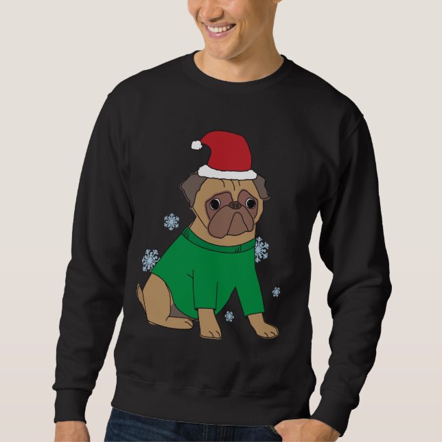 Sweatshirt Carlin de Noël Jumper Festive Illustrated Carlin C (Devant)