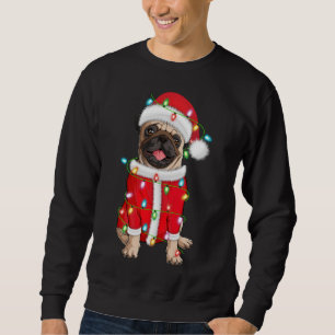 Sweatshirt Carlin Lover Xmas Éclairage Santa Hat Carlin Noël