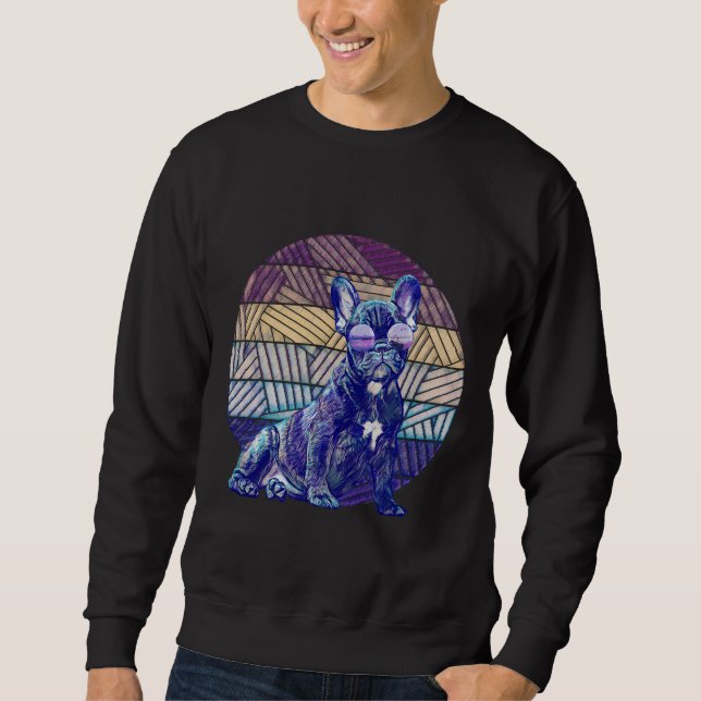 Sweatshirt Carlin noir avec lunettes de soleil Cool T-shirt c (Devant)