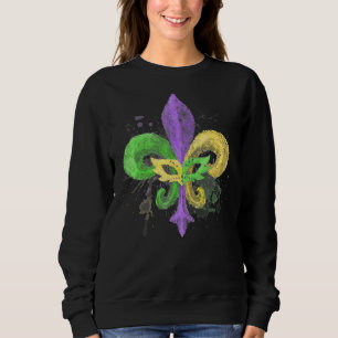 Sweatshirt Carnaval Mardi Gras Fluer de lis tiré à la main un