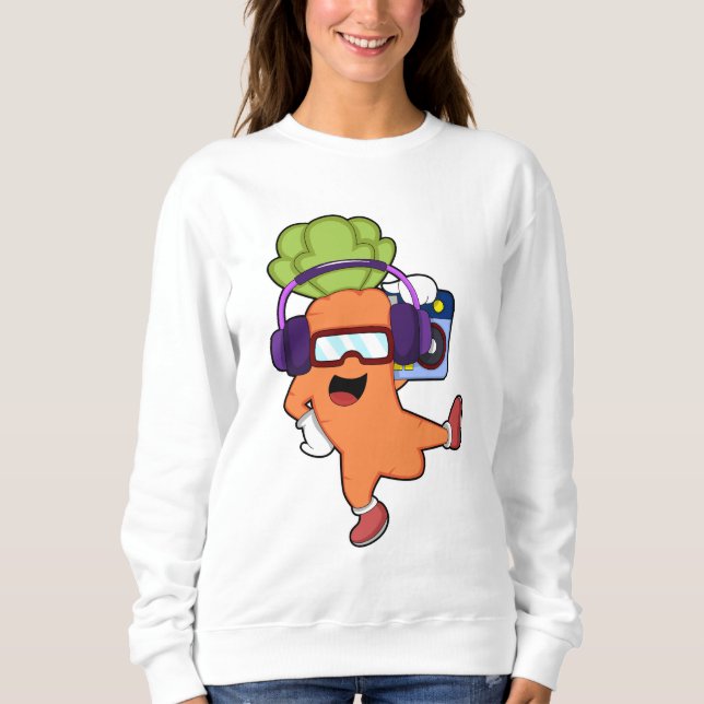 Sweatshirt Carotte dans la musique avec casque (Devant)