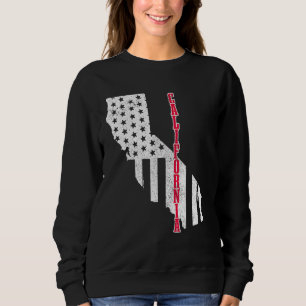 Sweatshirt Carte California American Flag Pride Patriotic 4th