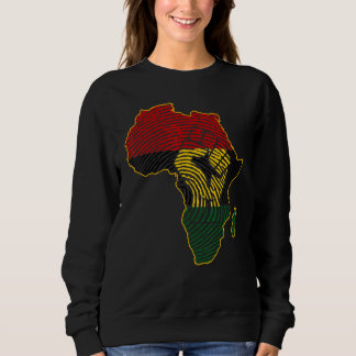 Sweatshirt Carte de l'Afrique Drapeau africain Empreinte noir