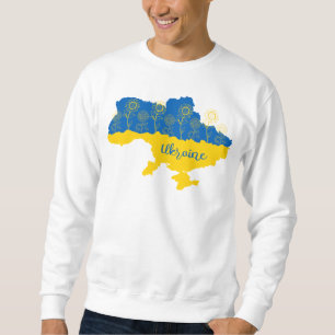 Sweatshirt Carte de l'Ukraine avec tournesol et drapeau ukrai