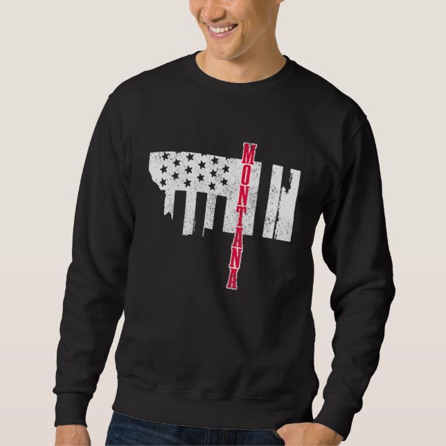 Sweatshirt Carte du drapeau américain Montana Fierté Patrioti (Devant)