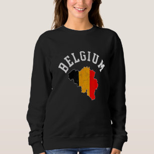 Sweatshirt Carte du drapeau de la Belgique patriotique vintag