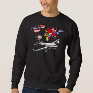 Sweatshirt Carte du monde Voyageurs Avion Voyageurs Indicateu