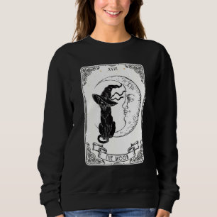 Sweatshirt Carte Tarot Lune Éffrayante sorcière Chat Noir Cre