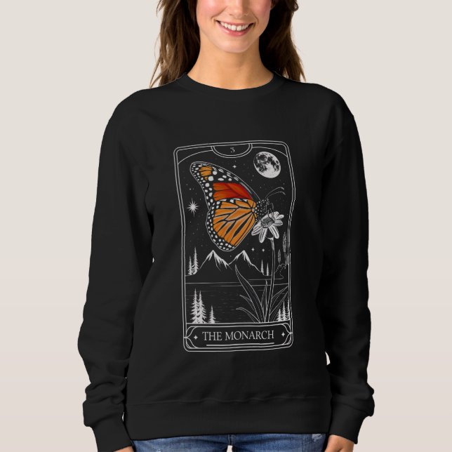 Sweatshirt Carte Tarot Monarque Papillon Fleur Lune Femmes Gi (Devant)