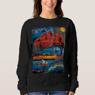 Sweatshirt Carte vibrante des icônes et des monuments austral