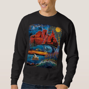 Sweatshirt Carte vibrante des icônes et des monuments austral