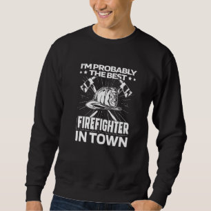 Sweatshirt Casque Ligne Rouge Mince Département Feu Pompiers