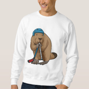 Sweatshirt Castor au hockey sur glace avec bâton de hockey su