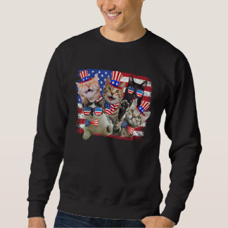Sweatshirt Cat 4th Of July American Flag Patriotic Cat Lover 