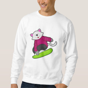 Sweatshirt Cat as Snowboarder
