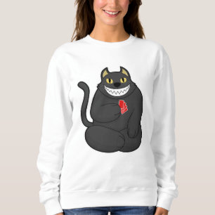 Sweatshirt Cat at Poker avec cartes de Poker