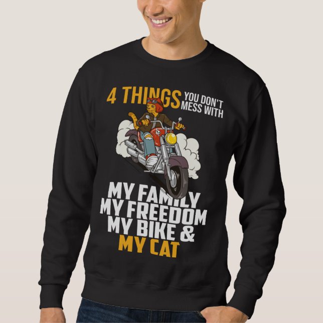 Sweatshirt Cat Biking Biker Cruiser Motorbike Motorcycles Kit (Devant)