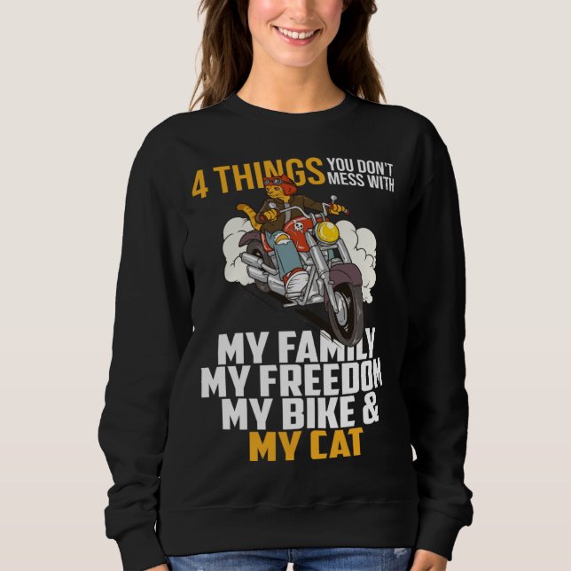 Sweatshirt Cat Biking Biker Cruiser Motorbike Motorcycles Kit (Devant)