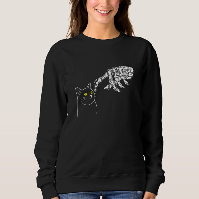 Sweatshirt Cat Black  Skeleton Hand Boop  Halloween (Devant)