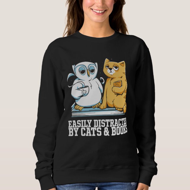 Sweatshirt Cat books  Cat bookworm  Cat book (Devant)