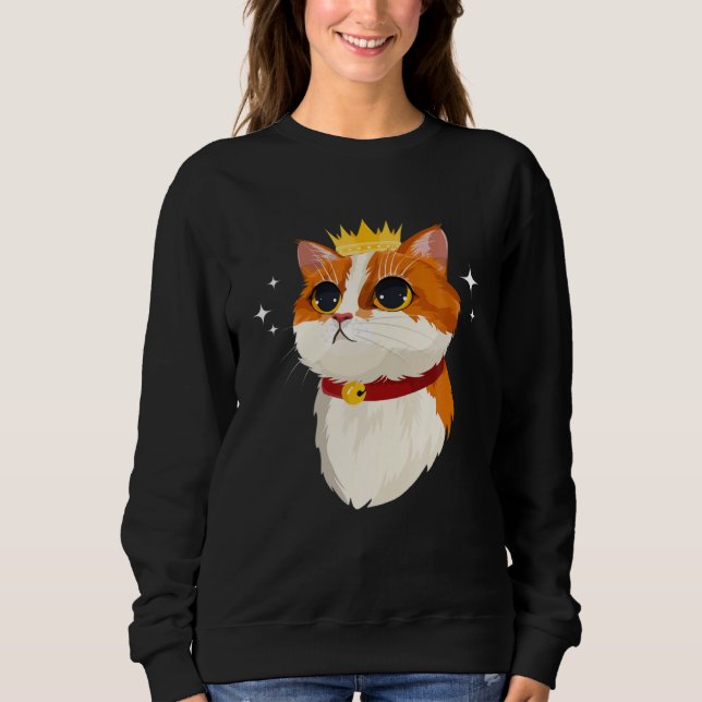 Sweatshirt Cat Crown Girls Women Cute Feline (Devant)
