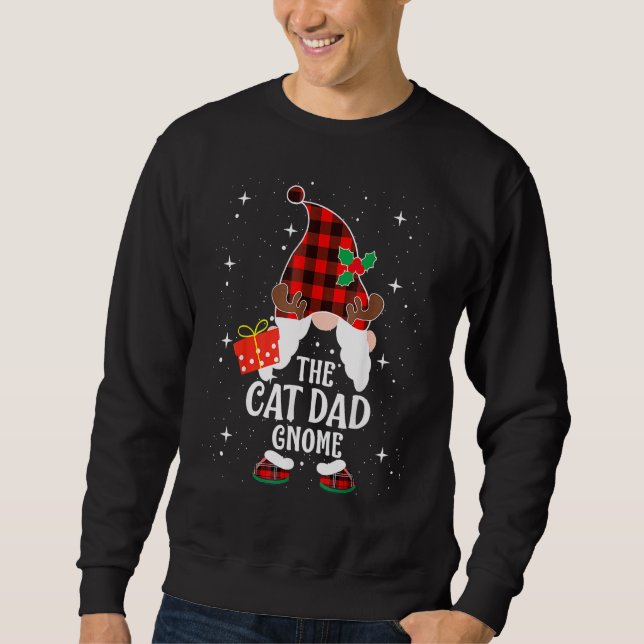 Sweatshirt Cat Dad Gnome Buffalo Plaid Matching Family Christ (Devant)