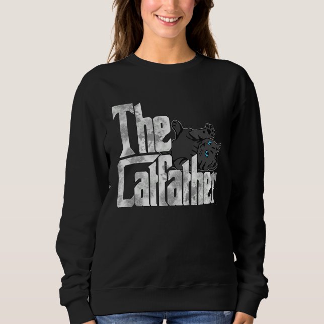 Sweatshirt Cat Dad The Catfather Crazy Black Cat Father Kitty (Devant)
