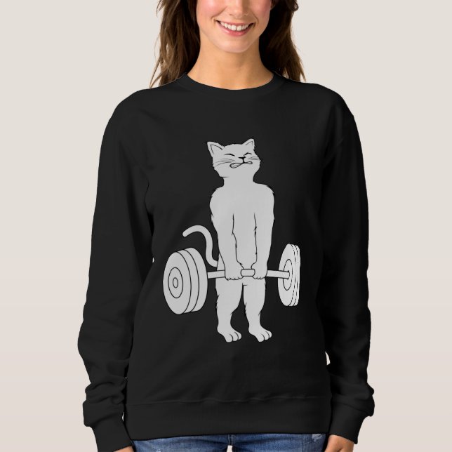 Sweatshirt Cat Deadlif Powerlifting Kitty Weightlifting Cat (Devant)