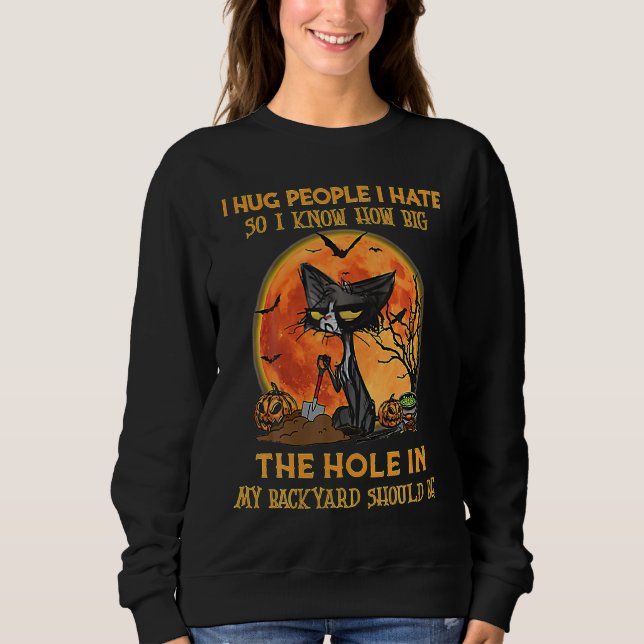 Sweatshirt Cat I Hug Personnes Casquette Je déteste Casquette (Devant)