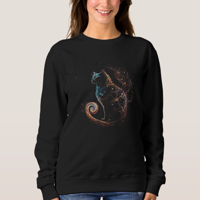 Sweatshirt Cat In The Galaxy And Space Kitten Cat Head 1 (Devant)