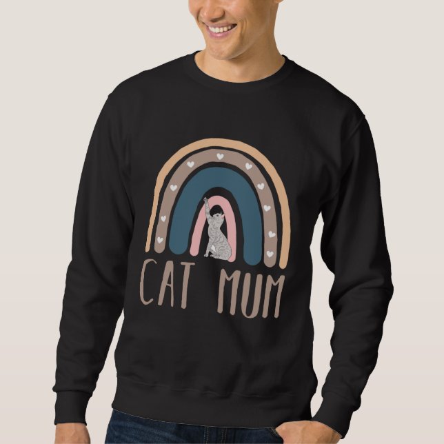 Sweatshirt Cat Mum Boho Rainbow Kitten Theme (Devant)