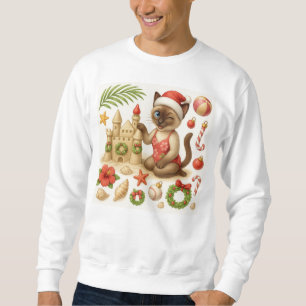Sweatshirt Cat Noël Été Juillet Pool Party