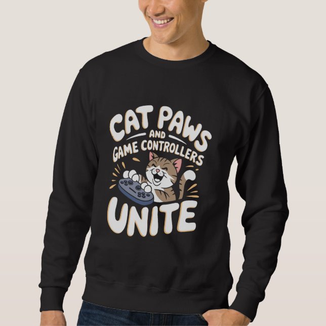 Sweatshirt Cat paws and game controllers unite Pun cats and g (Devant)
