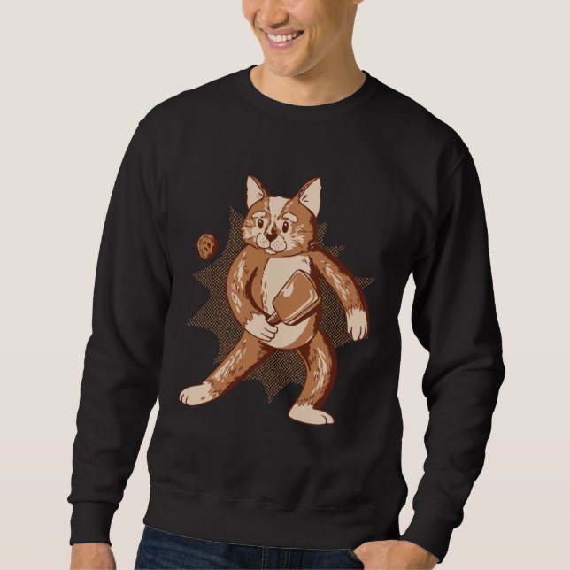 Sweatshirt Cat Playing Pickleball  Cat  Cute Pickleball (Devant)
