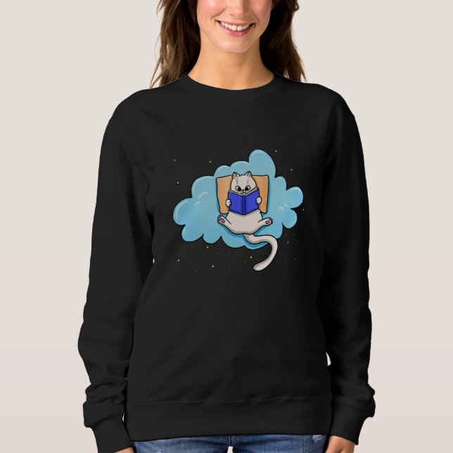 Sweatshirt Cat Reading Book for Bookworm and Book (Devant)