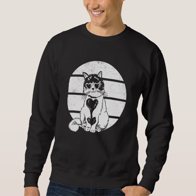 Sweatshirt Cat  Retro Sunset Cat Sunset (Devant)