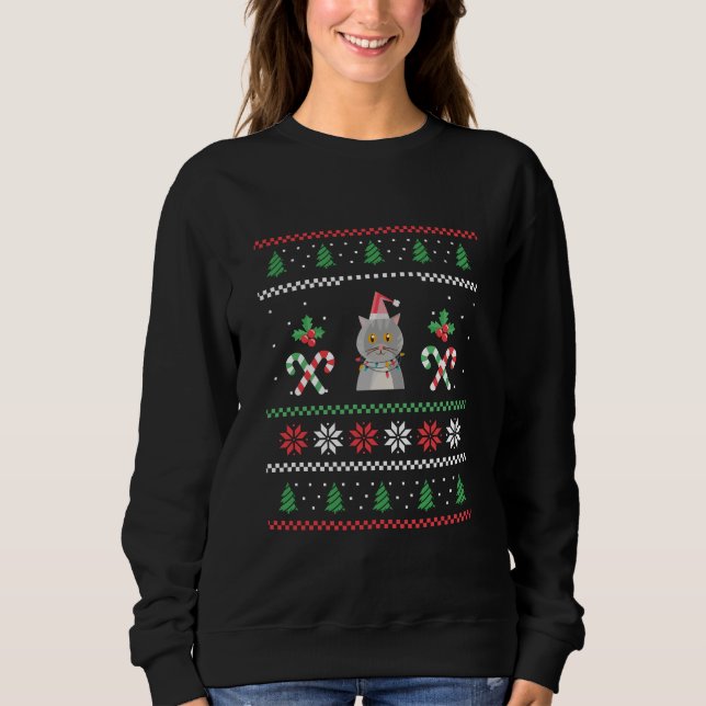Sweatshirt Cat Ugly Christmas (Devant)