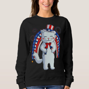 Sweatshirt Cat Uncle Sam Casquette Us Drapeau Quatrième 4 jui