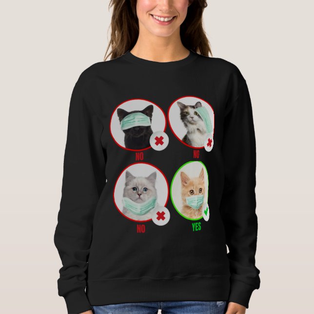 Sweatshirt Cat Wear Face Mask Right  Cat  Social Distance (Devant)