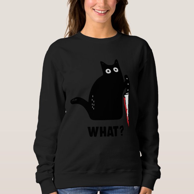 Sweatshirt cat what Bloody knife witch blood splatter crazy c (Devant)