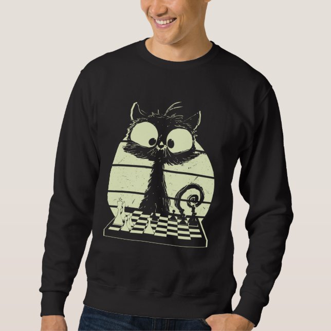 Sweatshirt Cat With Chessboard Cat Playing Chess Chess Player (Devant)