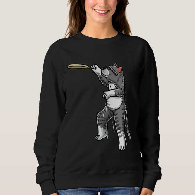 Sweatshirt Cat With Flying Frisbee Disc Golf Frisbee Player T (Devant)