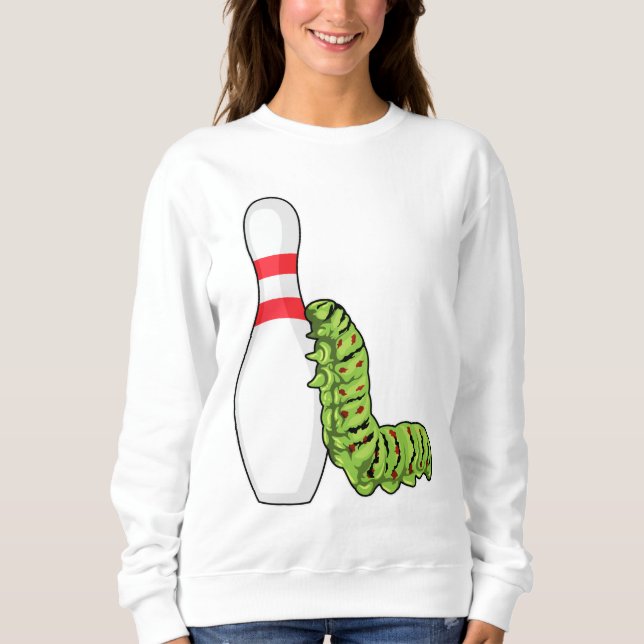 Sweatshirt caterpillar at bowling with bowling pin (Devant)