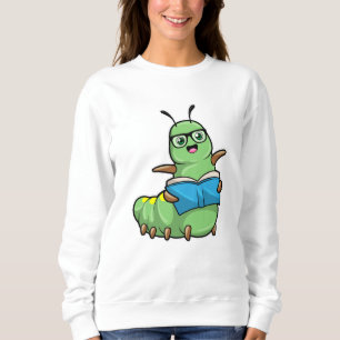 Sweatshirt Caterpillar Nerd avec livre et lunettes