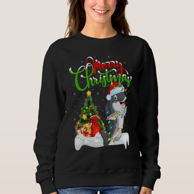 Sweatshirt Catfish   Xmas Decorations Santa Catfish Christmas (Devant)