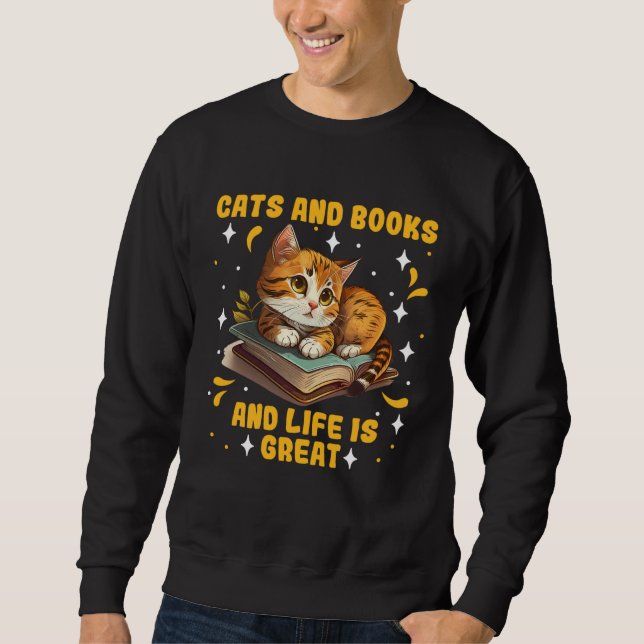 Sweatshirt Cats and Books Cat  Book  Booknerd Cat fans (Devant)