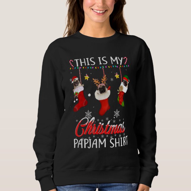 Sweatshirt Ce Carlin De Noël En Pyjama En Chaussettes Chien (Devant)