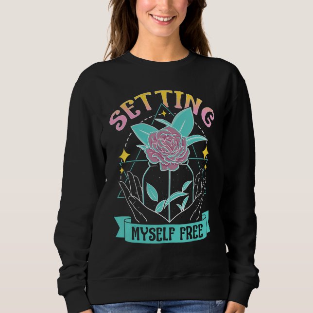 Sweatshirt Celestial Art Setting Myself Free Open Hands Line  (Devant)